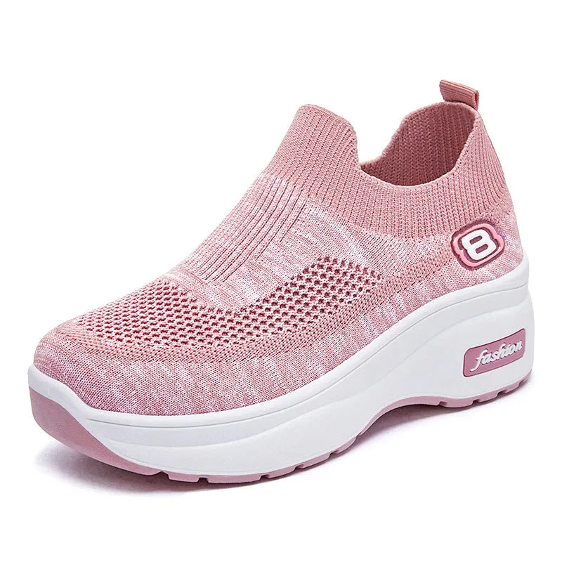 Lightweight Breathable Platform Slip-On Sneakers for Women