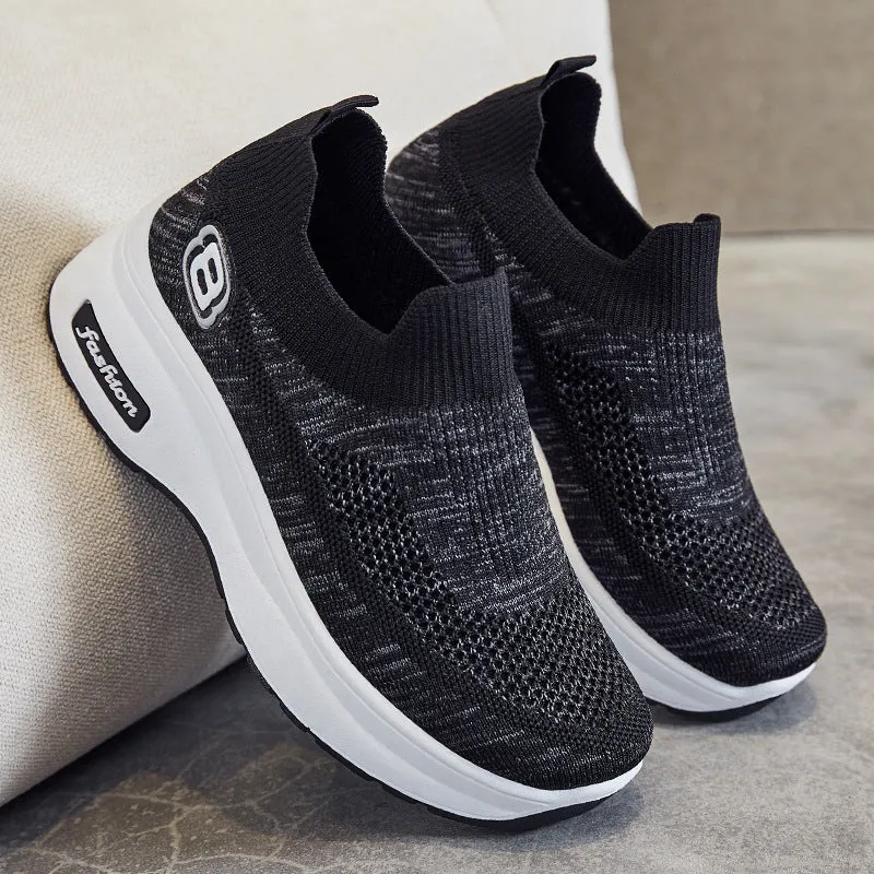 Lightweight Breathable Platform Slip-On Sneakers for Women