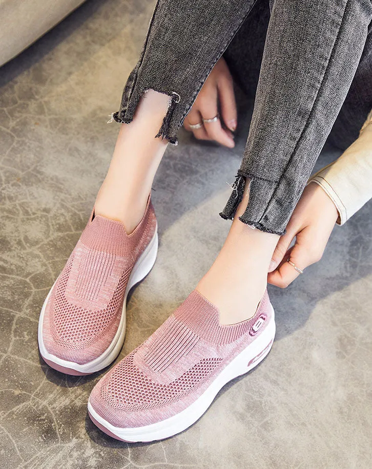 Lightweight Breathable Platform Slip-On Sneakers for Women