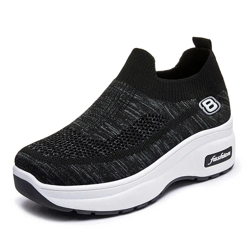 Lightweight Breathable Platform Slip-On Sneakers for Women