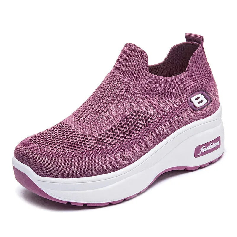 Lightweight Breathable Platform Slip-On Sneakers for Women