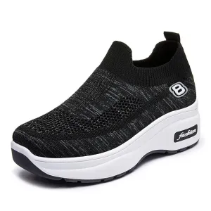 Lightweight Breathable Platform Slip-On Sneakers for Women