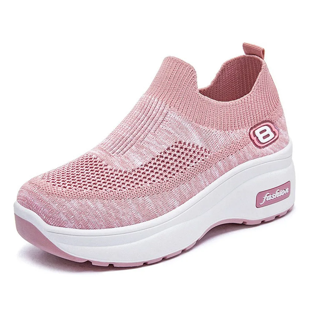 Lightweight Breathable Platform Slip-On Sneakers for Women