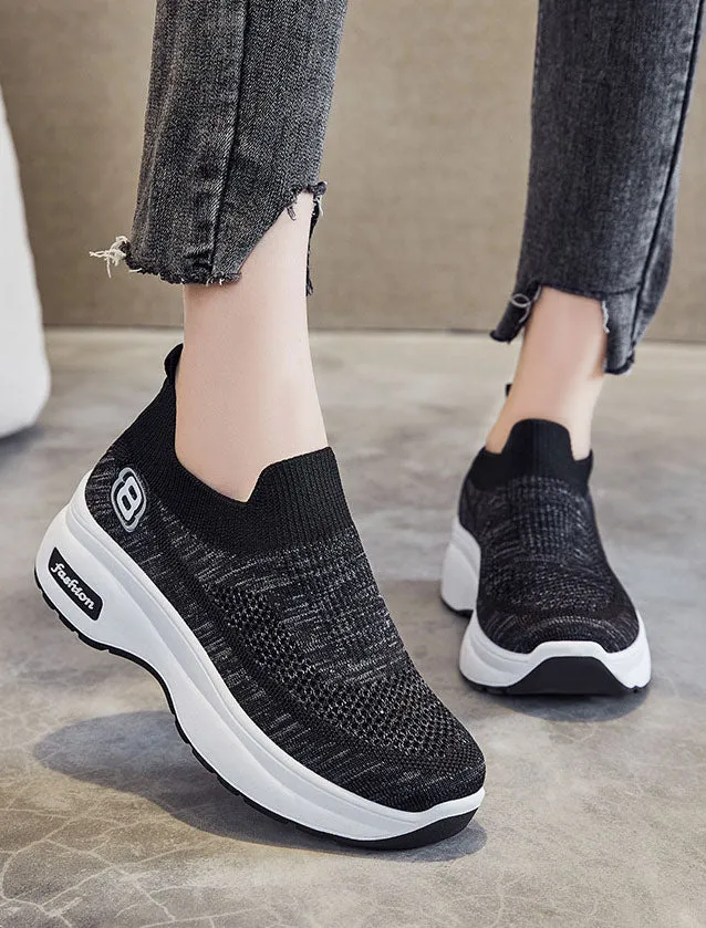 Lightweight Breathable Platform Slip-On Sneakers for Women