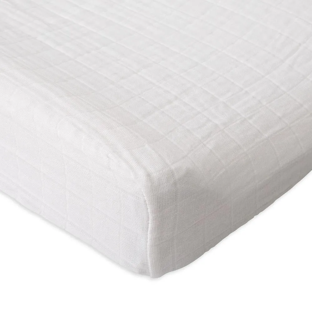 Little Unicorn Cotton Muslin Changing Pad Cover (White)