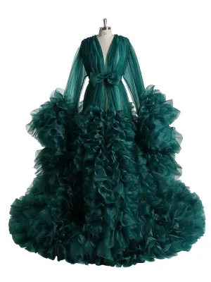 Long Sleeve Ruffle Luxury Robe
