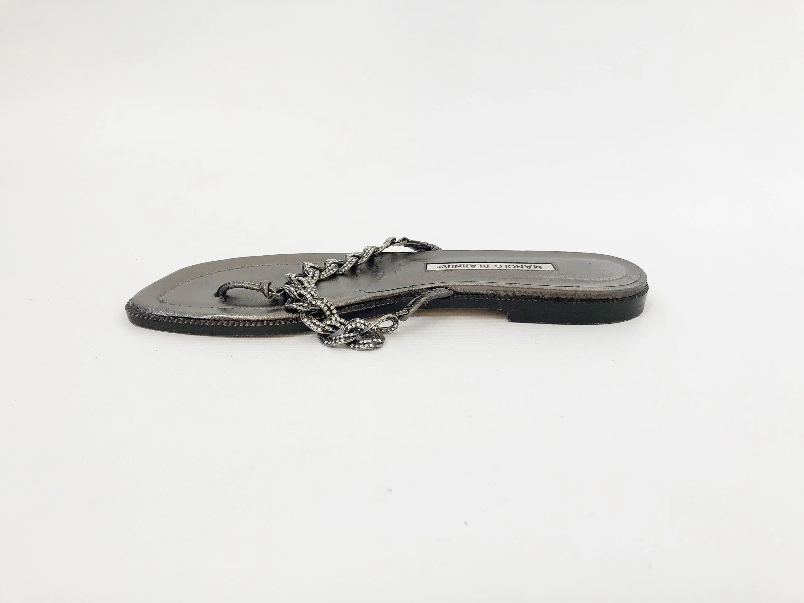 Manolo Blahnik Rhinestone Flip-Flops Size 38 It (8 Us)