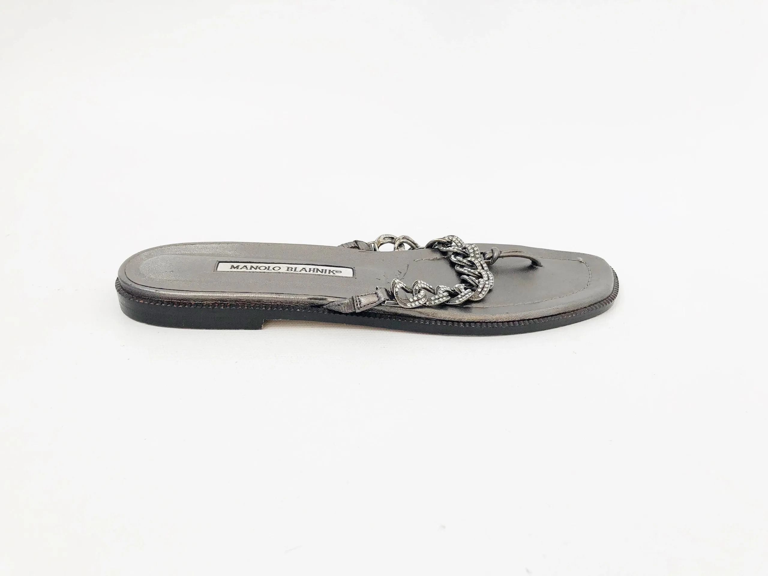 Manolo Blahnik Rhinestone Flip-Flops Size 38 It (8 Us)