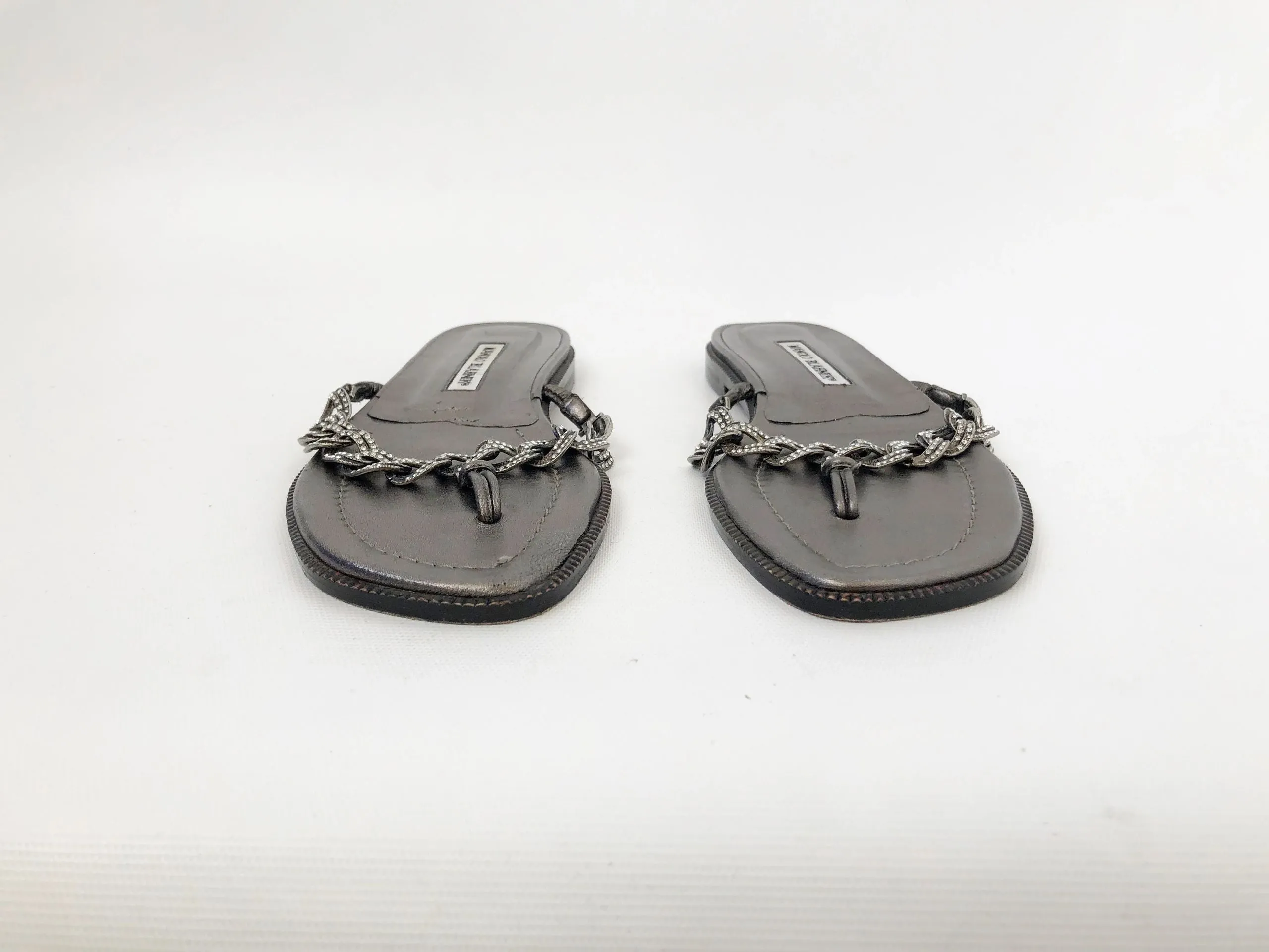 Manolo Blahnik Rhinestone Flip-Flops Size 38 It (8 Us)