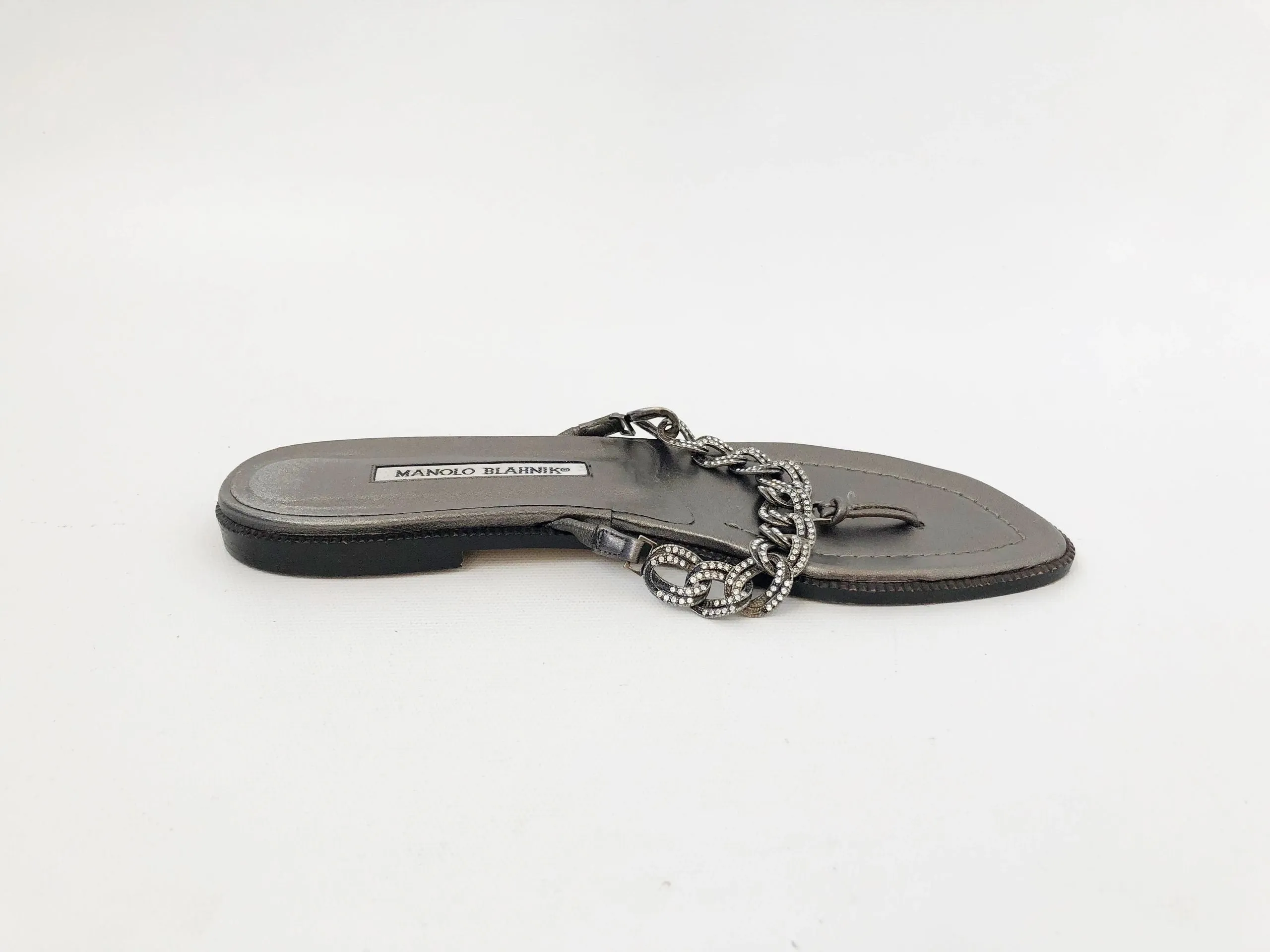 Manolo Blahnik Rhinestone Flip-Flops Size 38 It (8 Us)