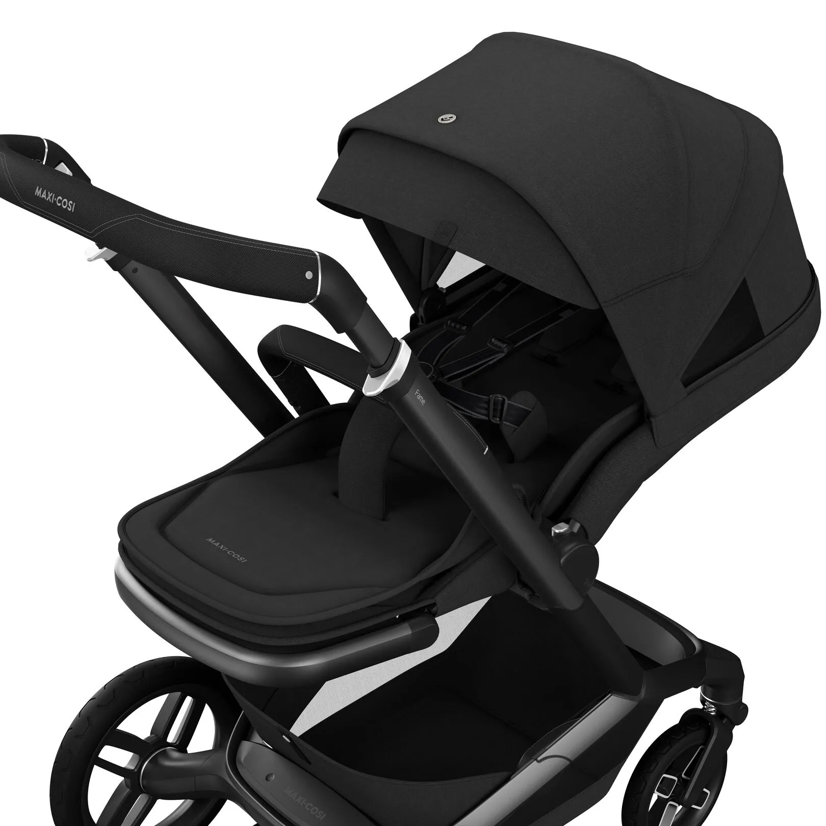 Maxi Cosi Fame Premium Travel System Bundle With Accessories, Pebble 360 Pro2 Car Seat and ISOFIX Base - Twillic Black