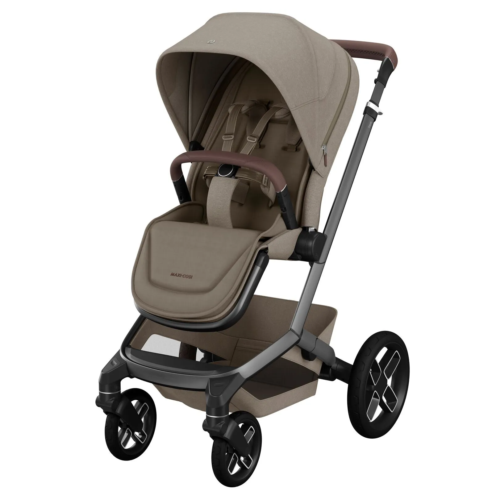 Maxi Cosi Fame Premium Travel System Bundle With Accessories, Pebble 360 Pro2 Car Seat and ISOFIX Base - Twillic Truffle