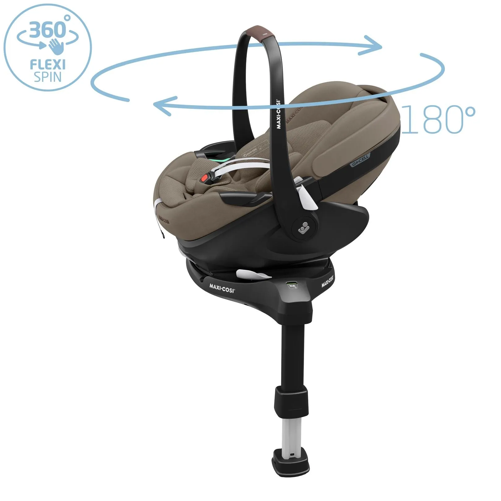 Maxi Cosi Fame Premium Travel System Bundle With Accessories, Pebble 360 Pro2 Car Seat and ISOFIX Base - Twillic Truffle