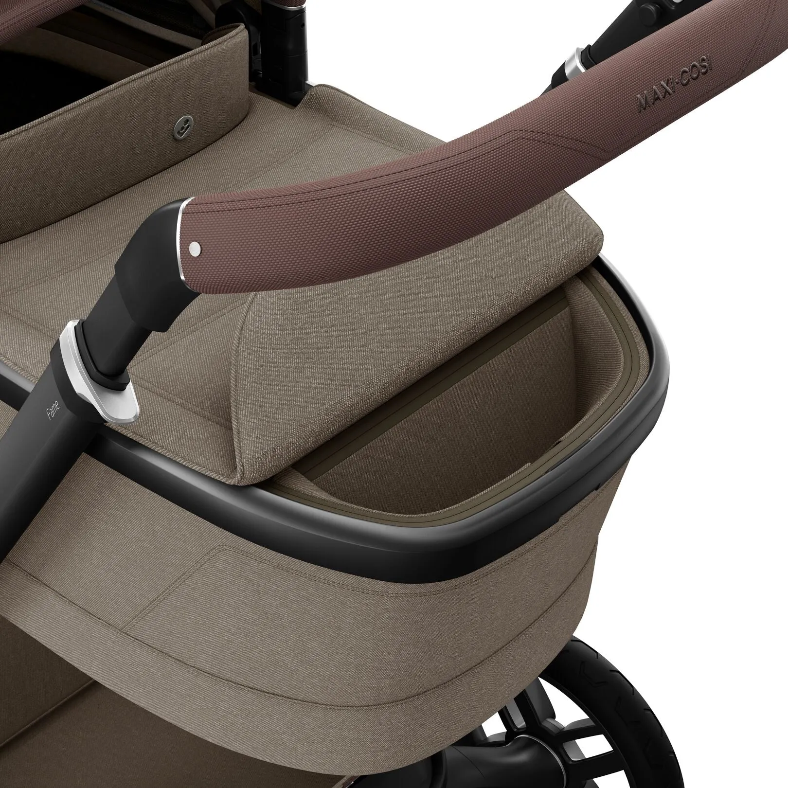 Maxi Cosi Fame Premium Travel System Bundle With Accessories, Pebble 360 Pro2 Car Seat and ISOFIX Base - Twillic Truffle