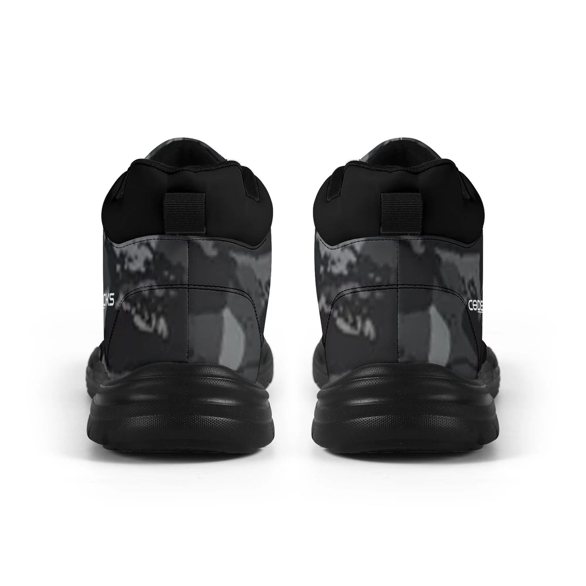 Mens High Top Leather Chunky Sneakers