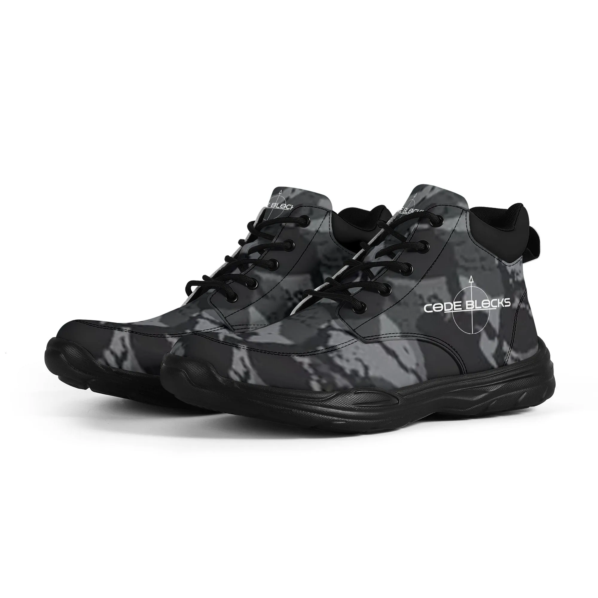 Mens High Top Leather Chunky Sneakers