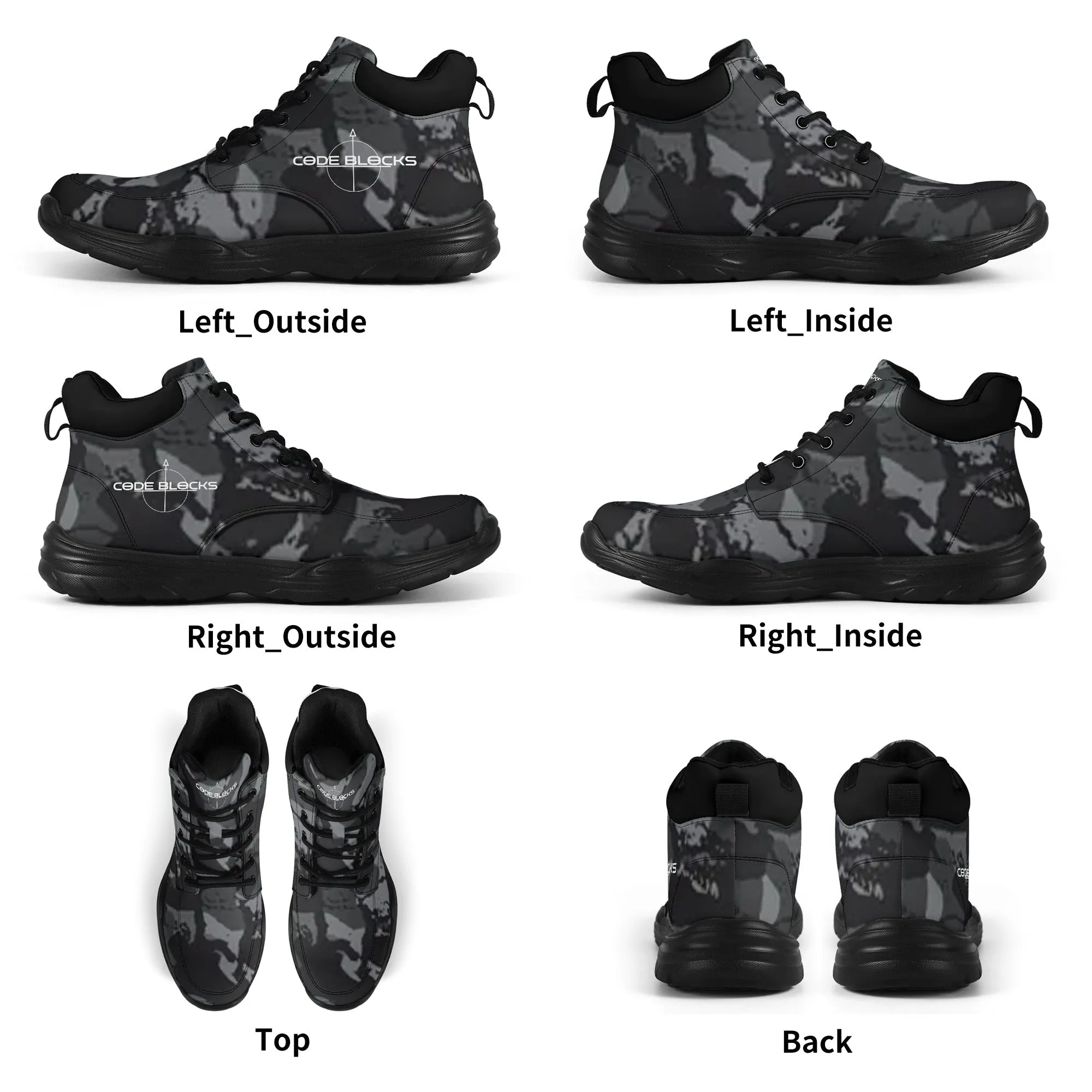 Mens High Top Leather Chunky Sneakers