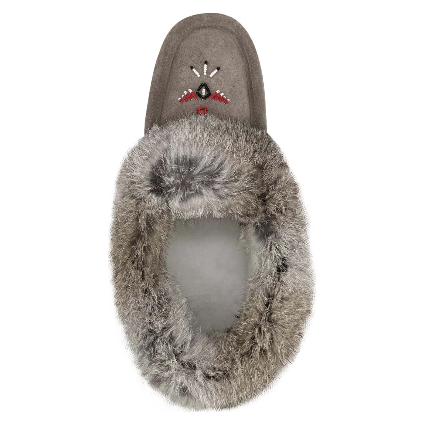 Men's Rabbit Fur Thunderbird Beaded Moccasins