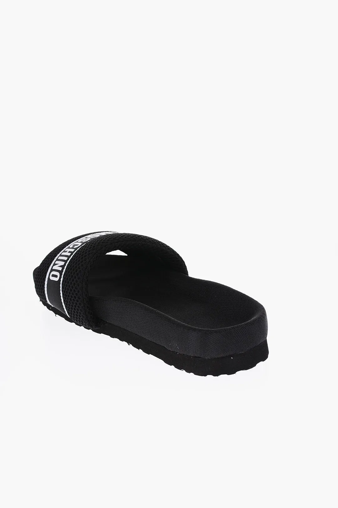 Moschino LOVE Solid Color Fabric Slides with Embroidered Logo