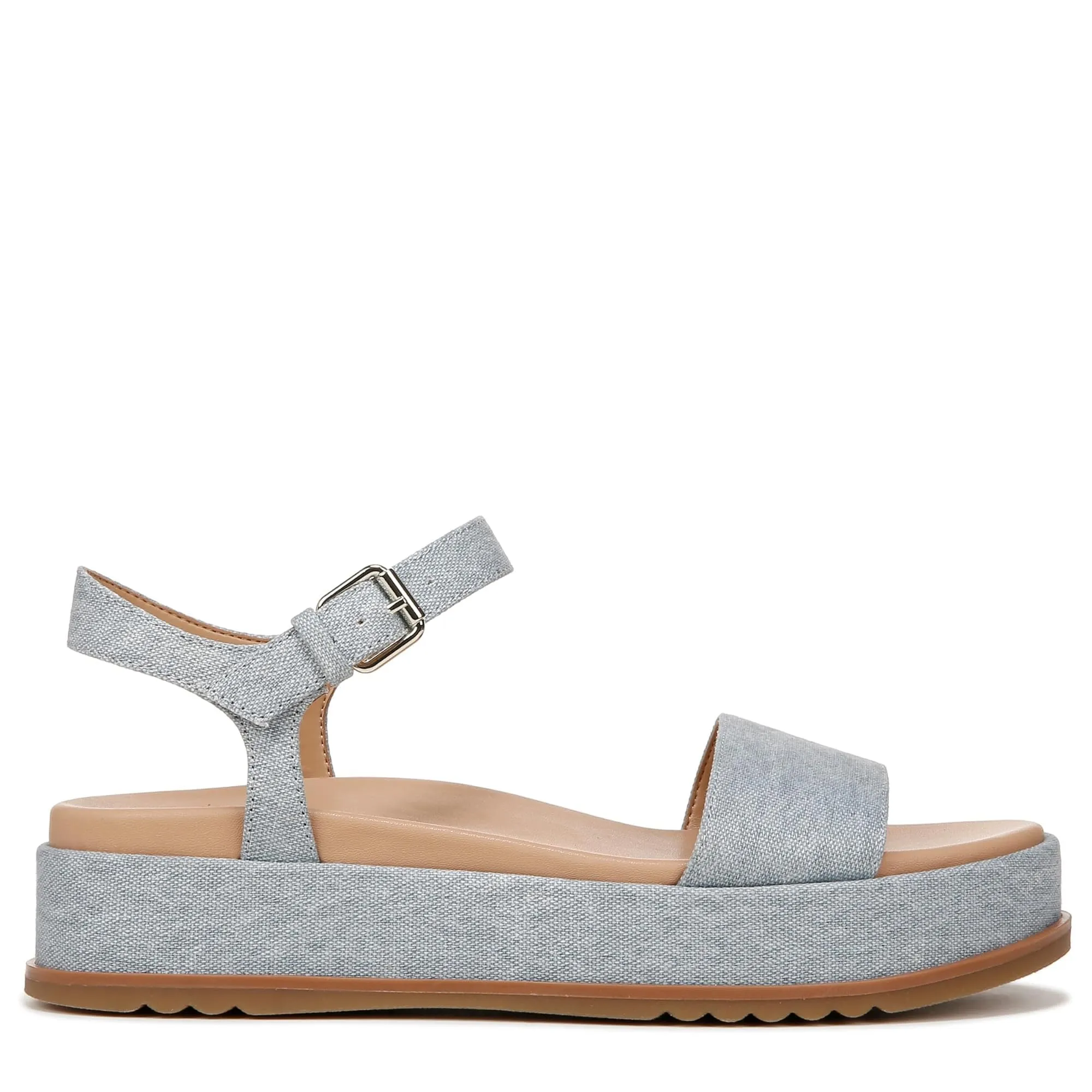 Naturalizer Womens Zane Ankle Strap Platform Casual Sandal Light Blue Denim Fabric 7.5 M