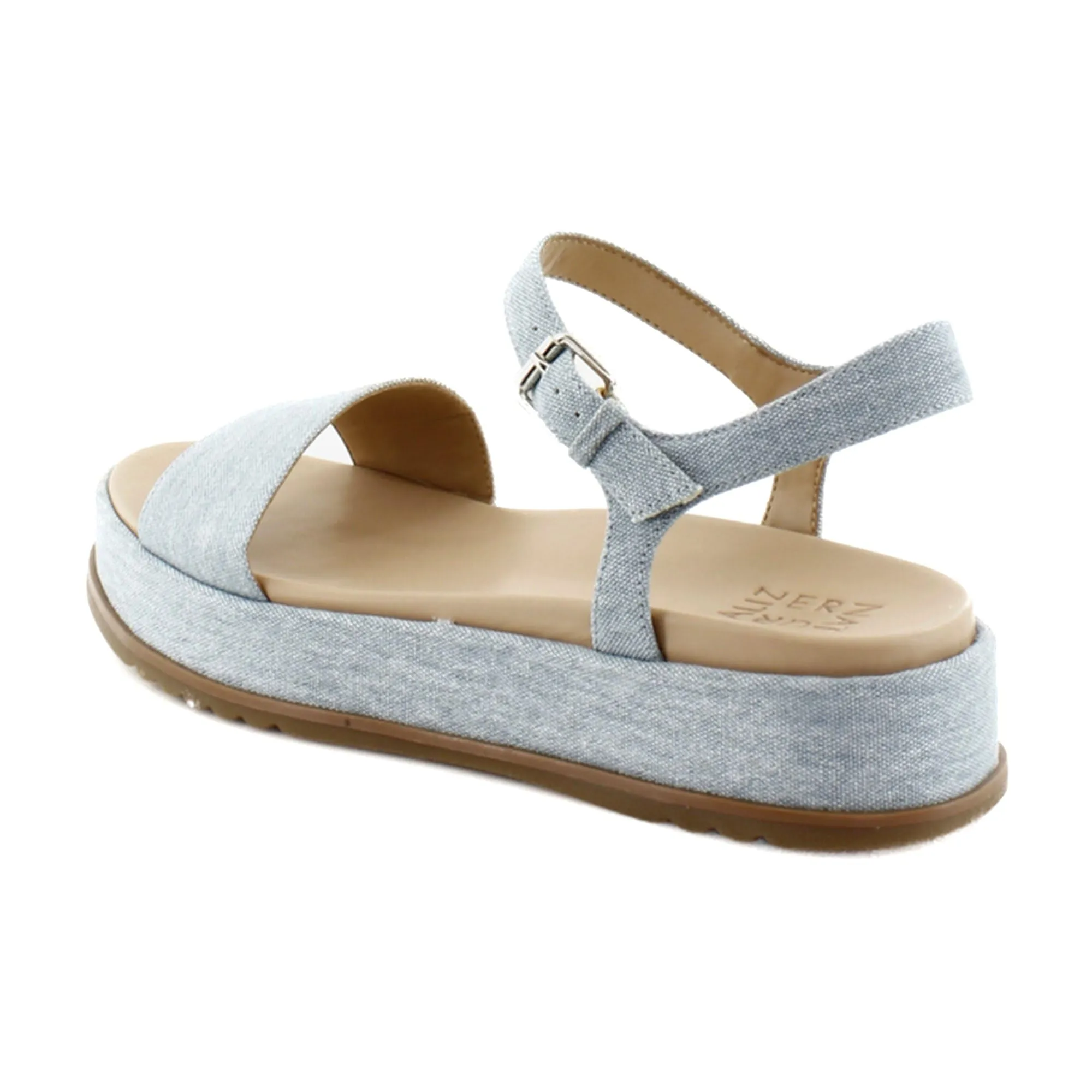 Naturalizer Womens Zane Ankle Strap Platform Casual Sandal Light Blue Denim Fabric 7.5 M