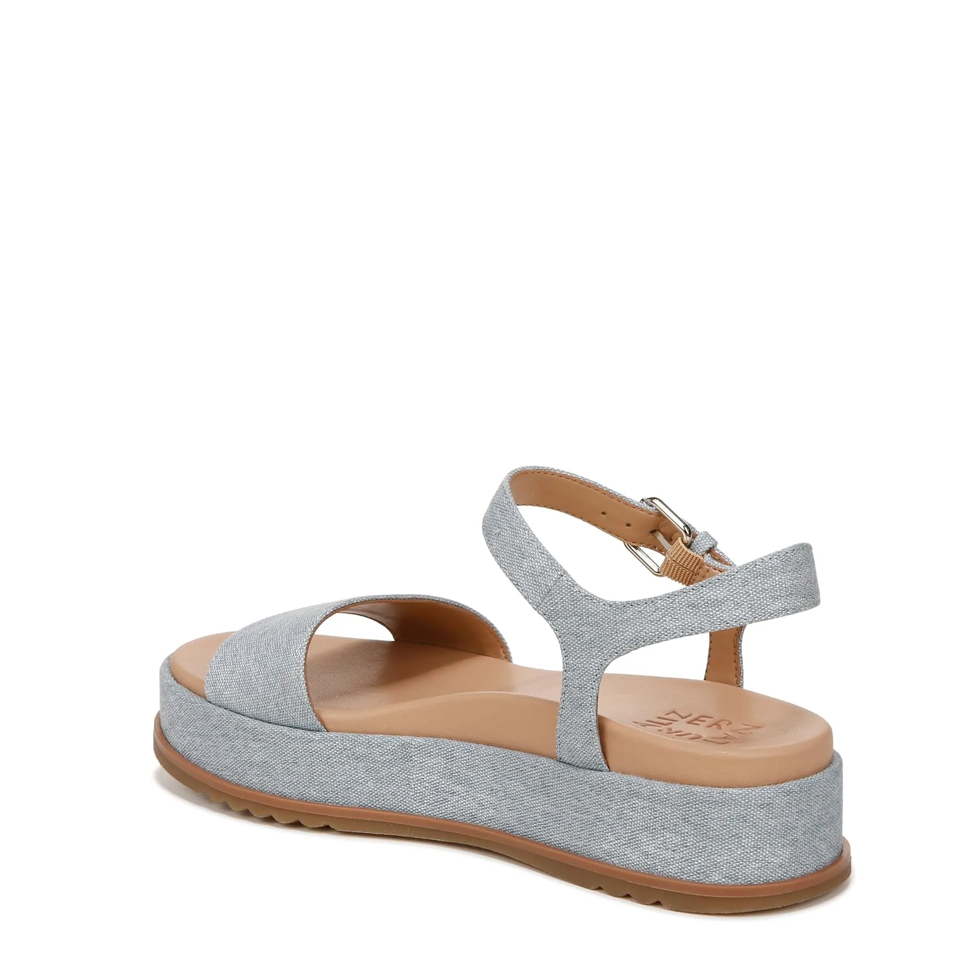 Naturalizer Womens Zane Ankle Strap Platform Casual Sandal Light Blue Denim Fabric 7.5 M