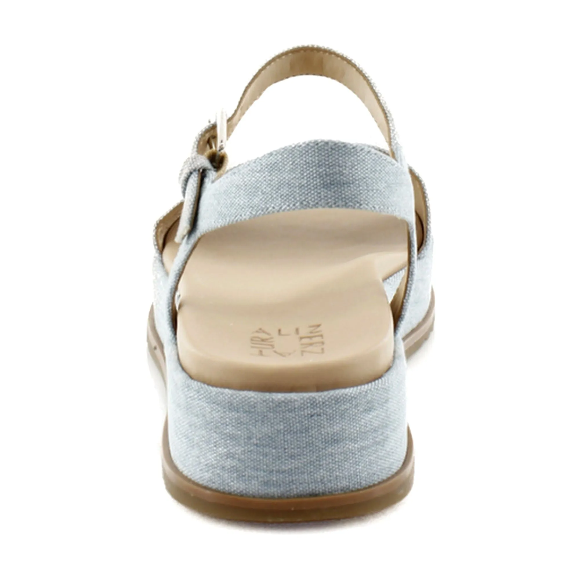 Naturalizer Womens Zane Ankle Strap Platform Casual Sandal Light Blue Denim Fabric 7.5 M