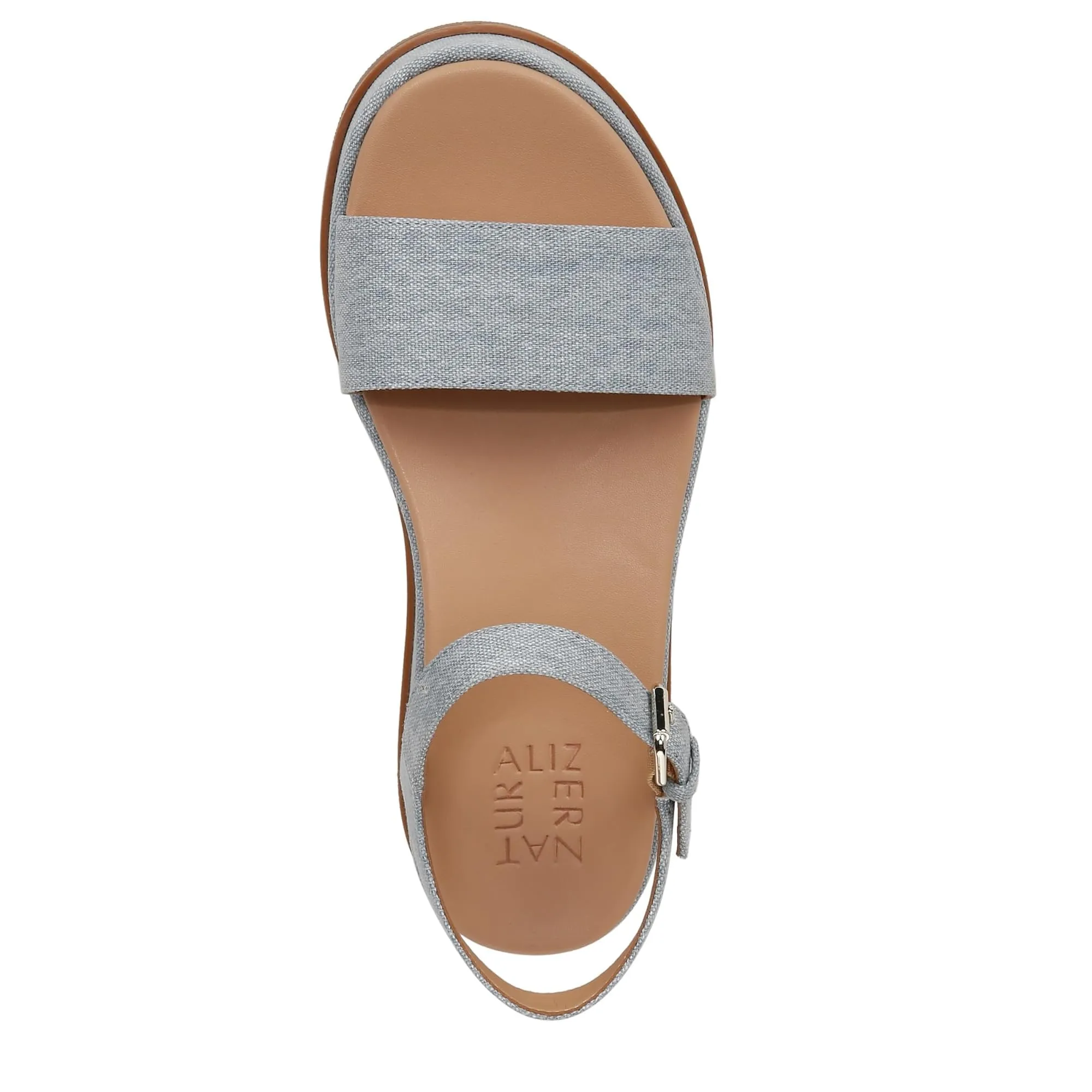 Naturalizer Womens Zane Ankle Strap Platform Casual Sandal Light Blue Denim Fabric 7.5 M