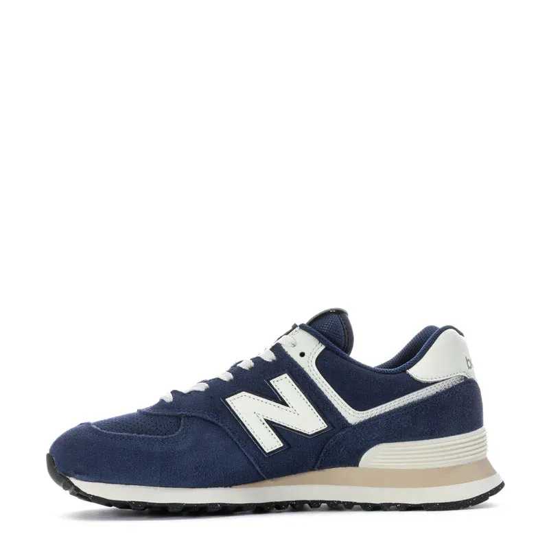 New Balance Men's 574 Sneaker in Navy with Sea Salt