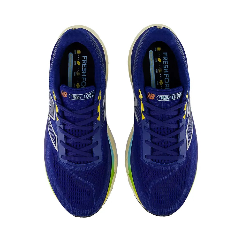 New Balance Men's Fresh Foam X 1080v14 Sneaker (Inkwell with Silver Metallic and Ginger Lemon)