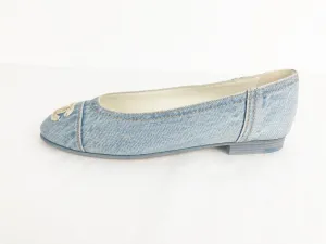 New Chanel Denim Ballet Flats Size 7