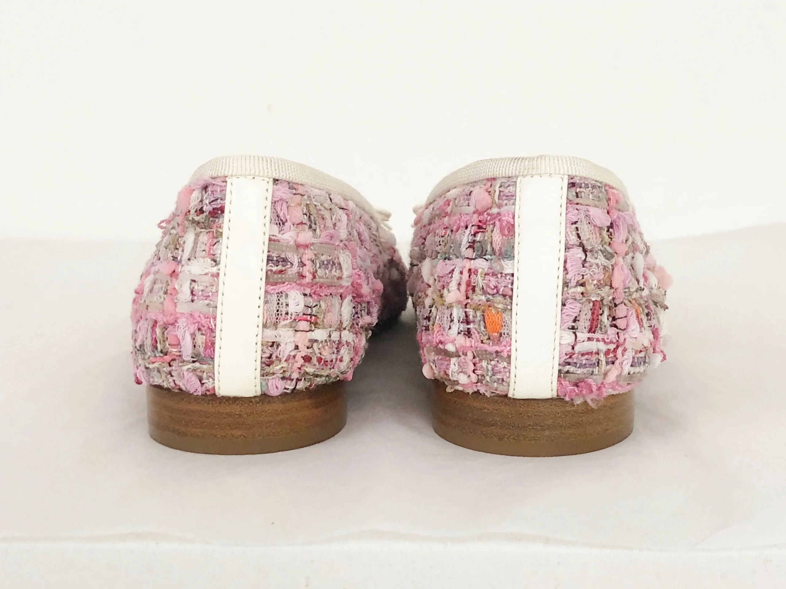 NEW Chanel Pink Tweed Ballet Flats Size 36.5 It (6.5 Us)