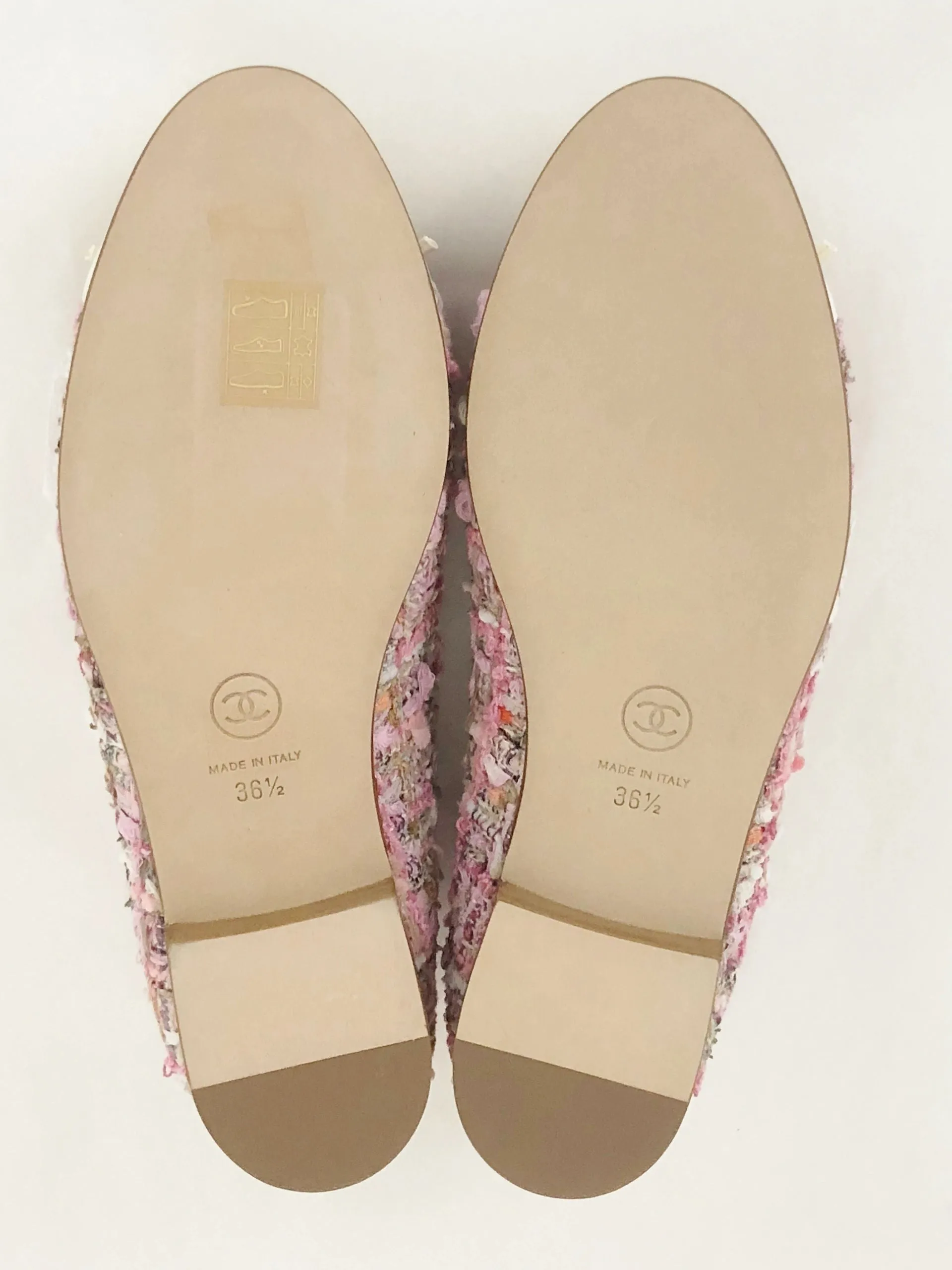 NEW Chanel Pink Tweed Ballet Flats Size 36.5 It (6.5 Us)