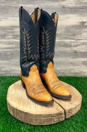 Nocona Women - Size 4.5B - Vintage Blue/Tan Tall Shaft Cowboy Boots Style 6191