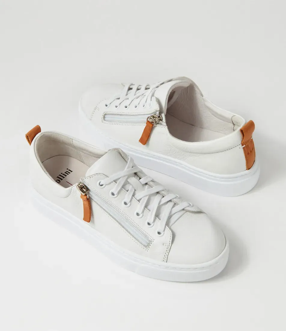 Olane White Tan Leather Sneakers
