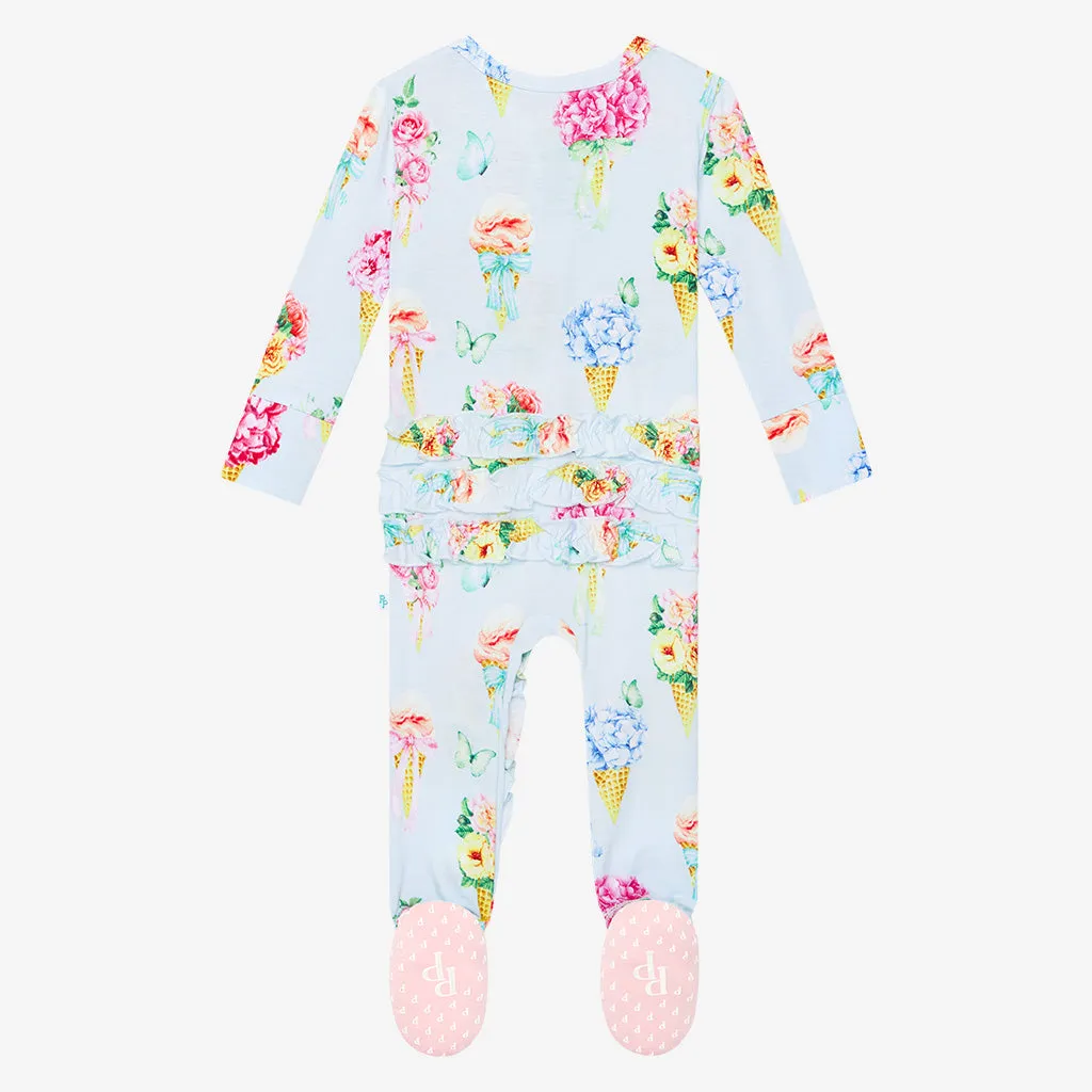 Posh Peanut Camille Ruffled Zippered Footie