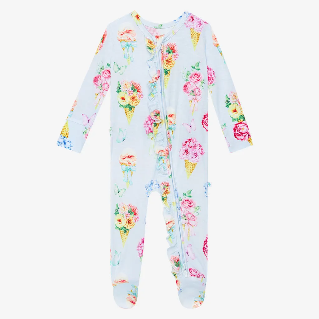 Posh Peanut Camille Ruffled Zippered Footie
