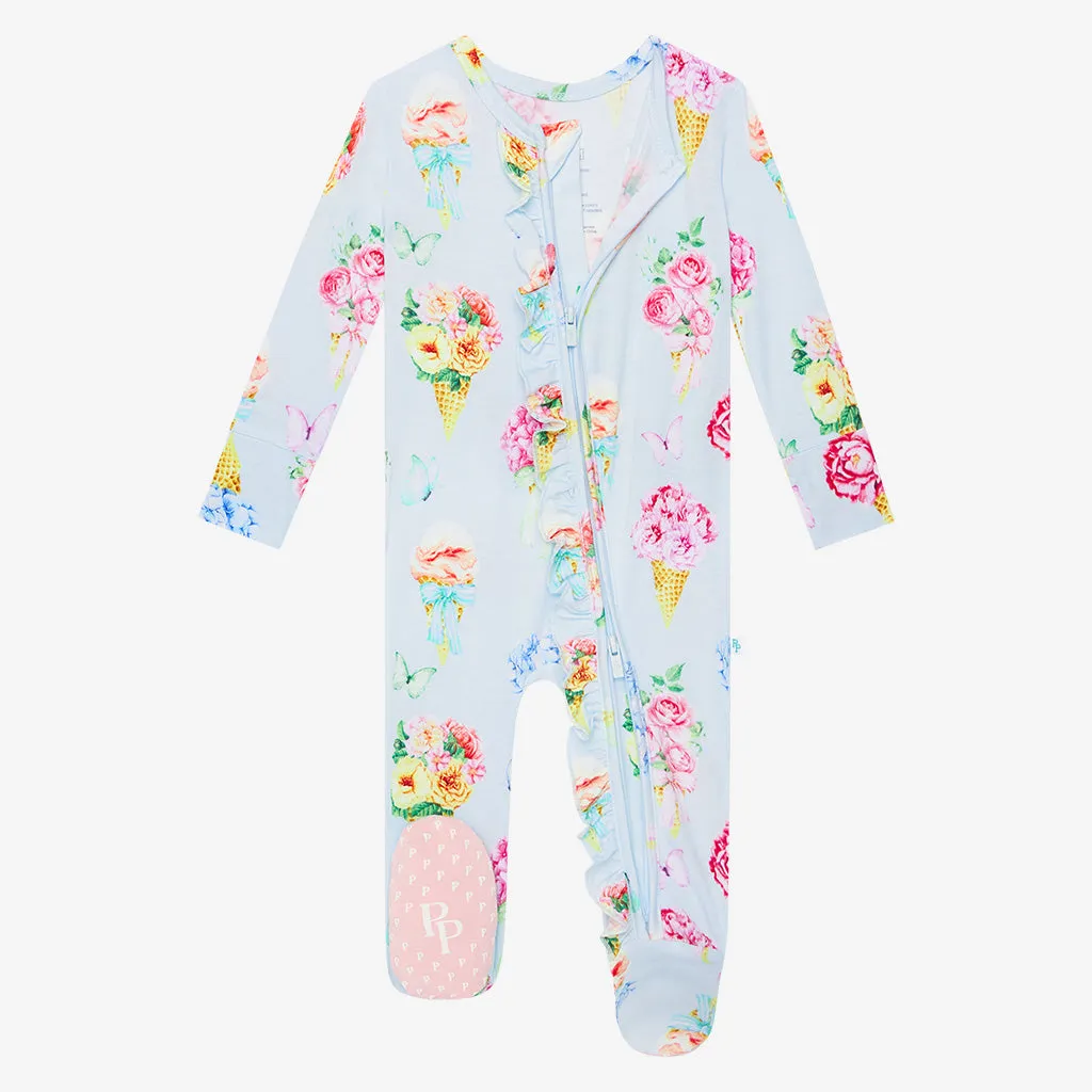 Posh Peanut Camille Ruffled Zippered Footie
