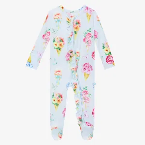 Posh Peanut Camille Ruffled Zippered Footie