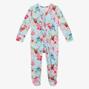 Posh Peanut Fawn Ruffled Zippered Footie