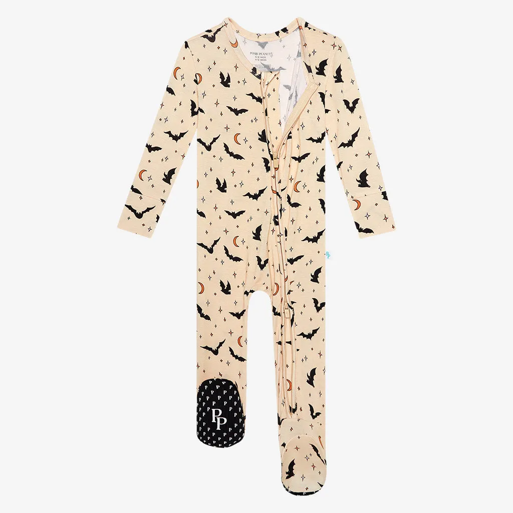 Posh Peanut Spooky Bats Footie with Zipper