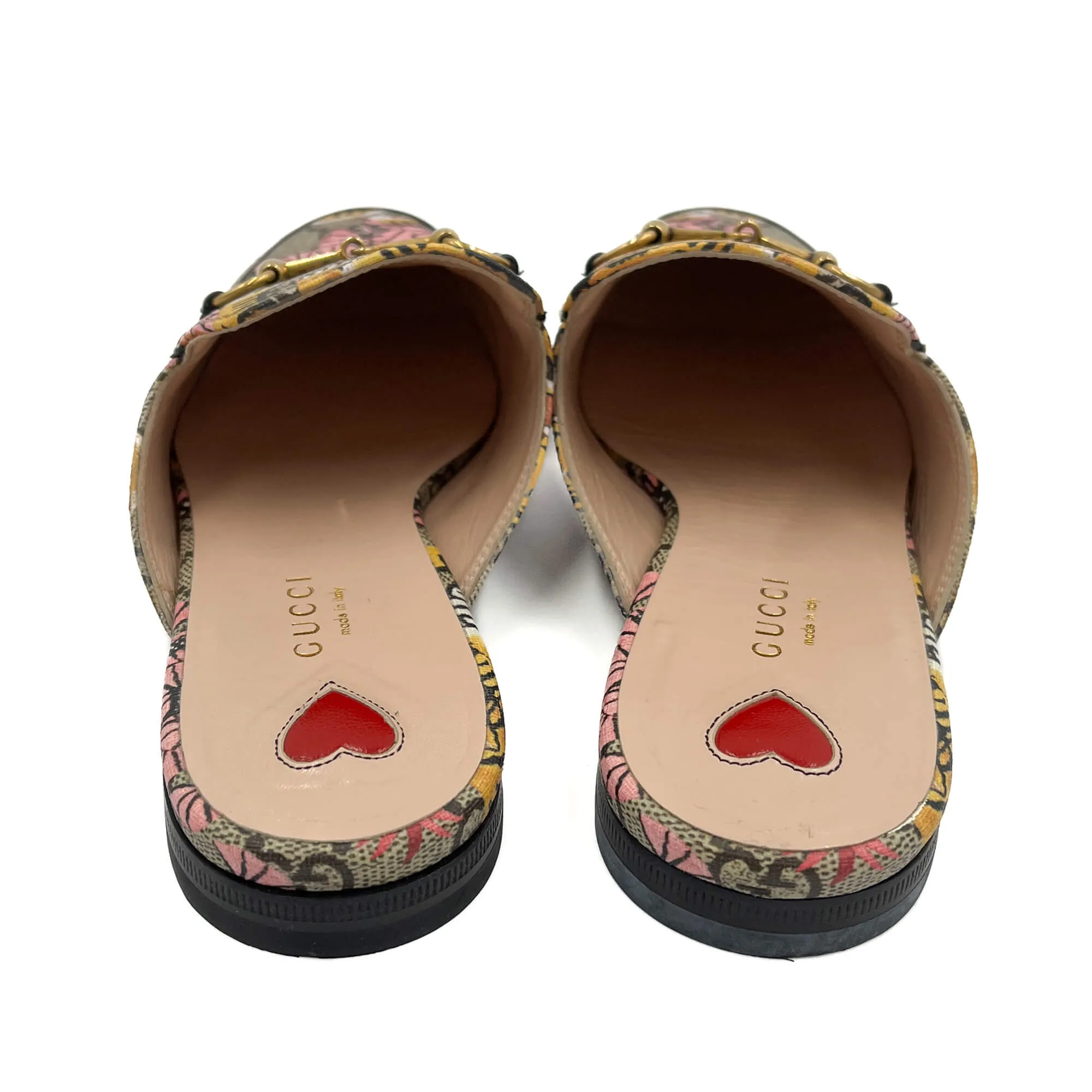 Princetown Canvas Flat Slippers 38 GG Supreme Tiger & Floral Print