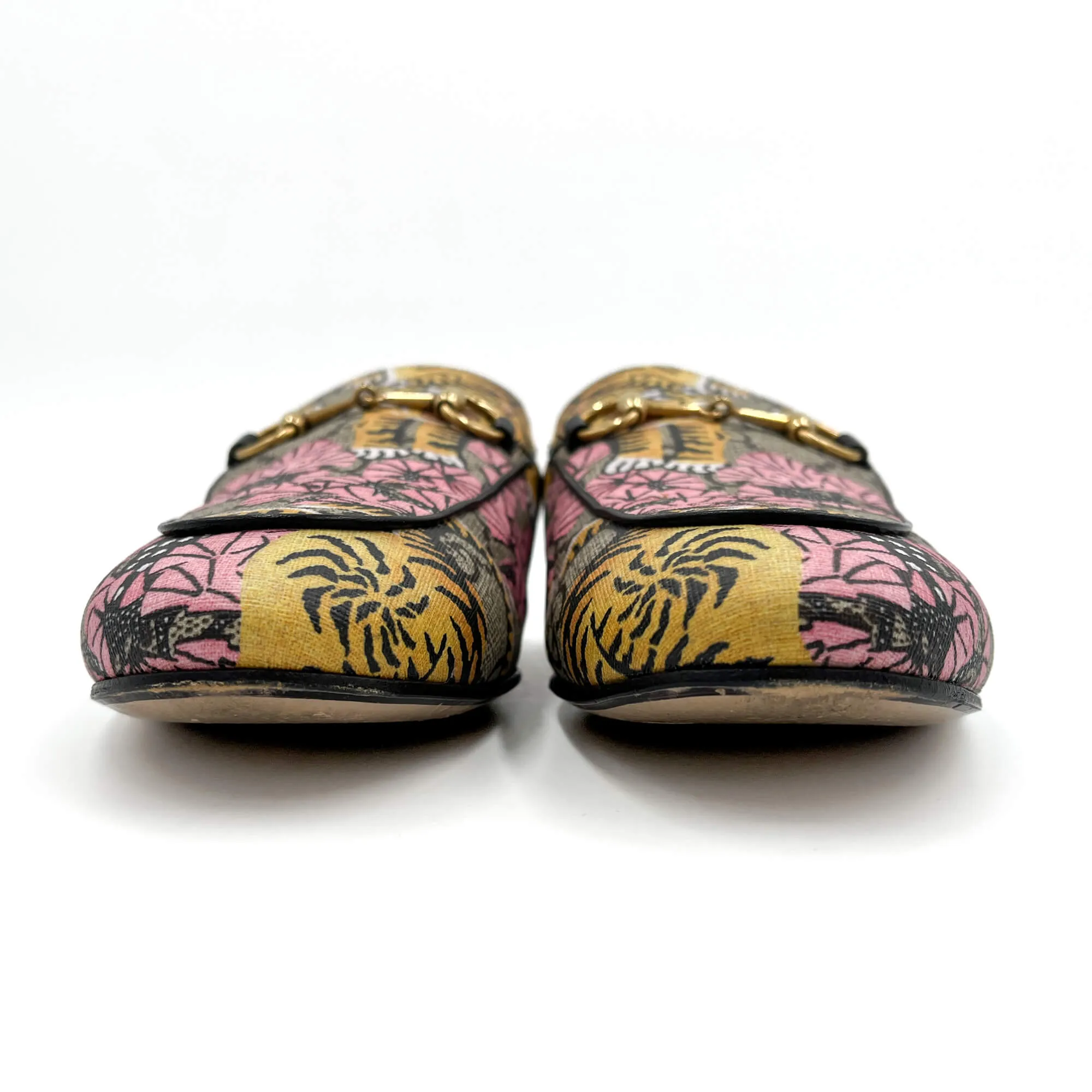 Princetown Canvas Flat Slippers 38 GG Supreme Tiger & Floral Print
