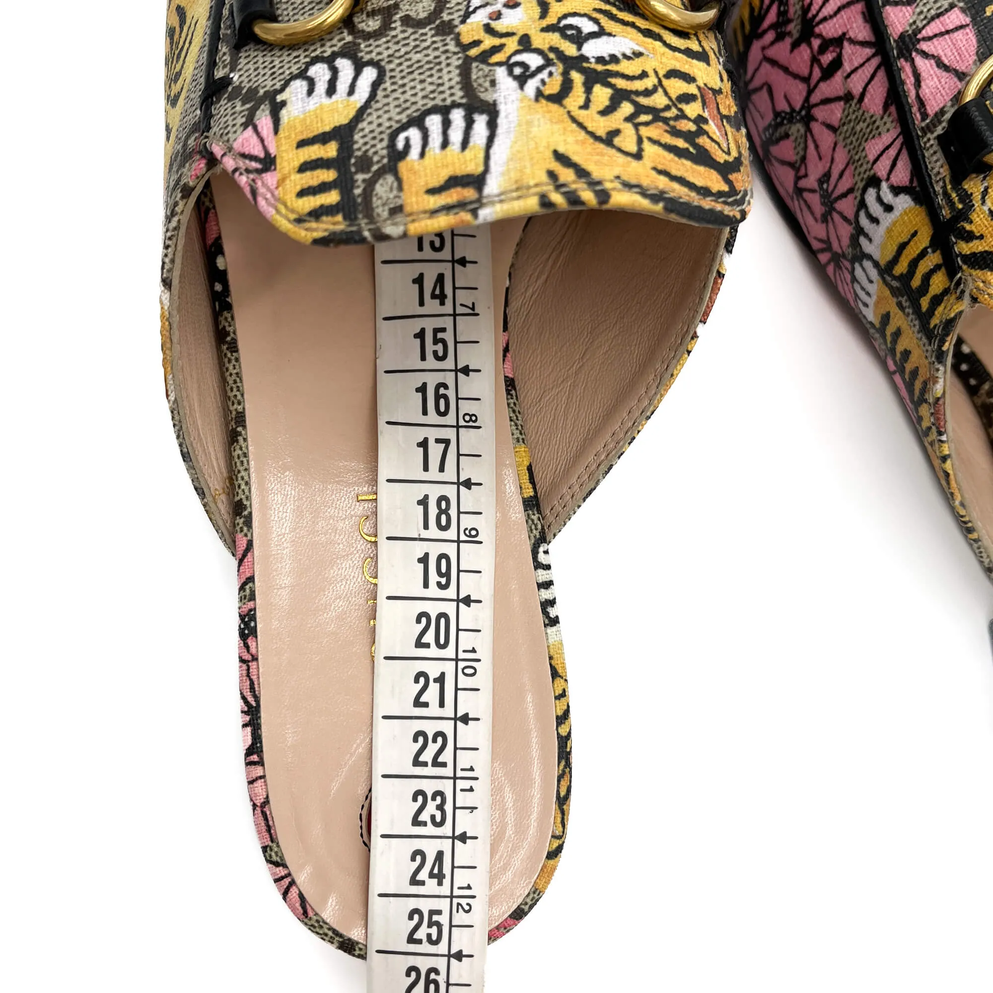 Princetown Canvas Flat Slippers 38 GG Supreme Tiger & Floral Print