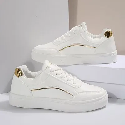 PU leren platte sneakers met ronde neus
