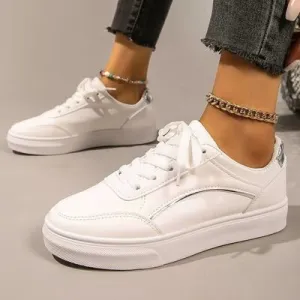 PU leren platte sneakers met ronde neus