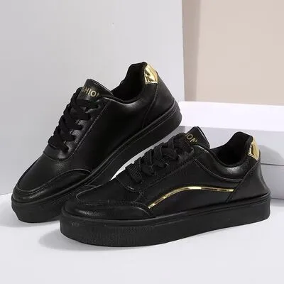 PU leren platte sneakers met ronde neus