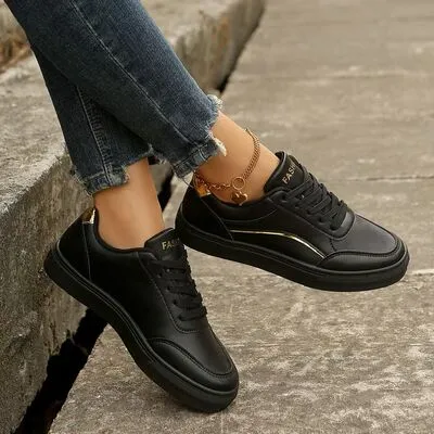 PU leren platte sneakers met ronde neus