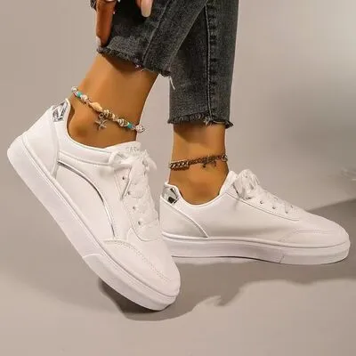 PU leren platte sneakers met ronde neus