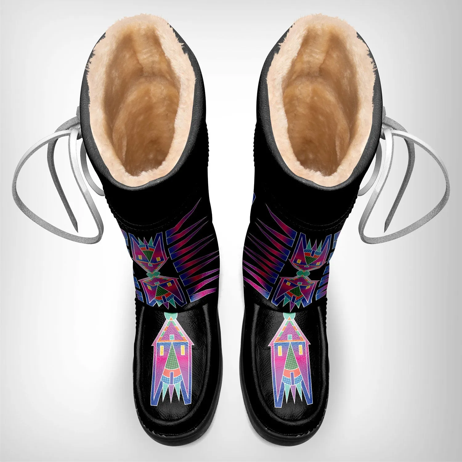 Rainbow Spirit Path Winterberry Black Real Leather MocLux